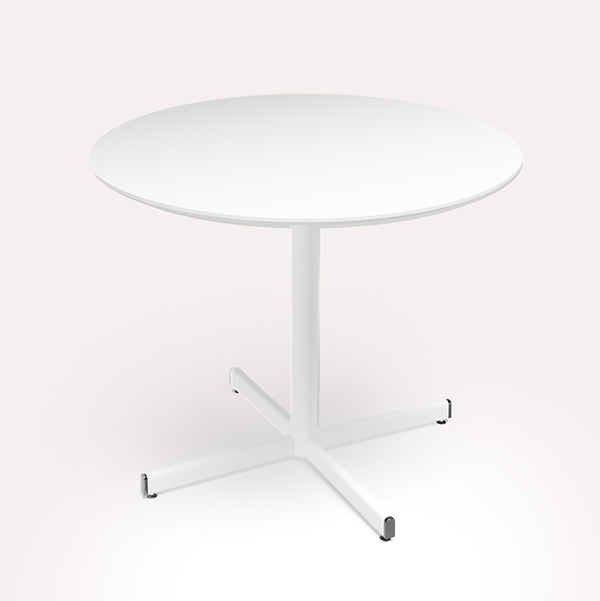 Ergoff Bord Cruzo Ø1200 mm, Hvid med hvidt understel – Kantineborde