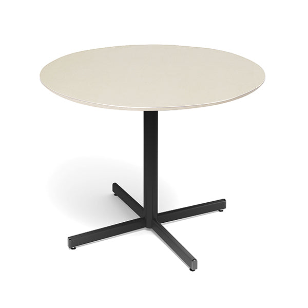 Ergoff Bord Cruzo Ø1200 mm, Birk med sort understel – Kantineborde