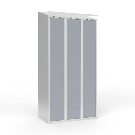 Skoleskab 3x300 Skråt tag 1 rum i højden Grå ståldør Greb for hængelås – image 1