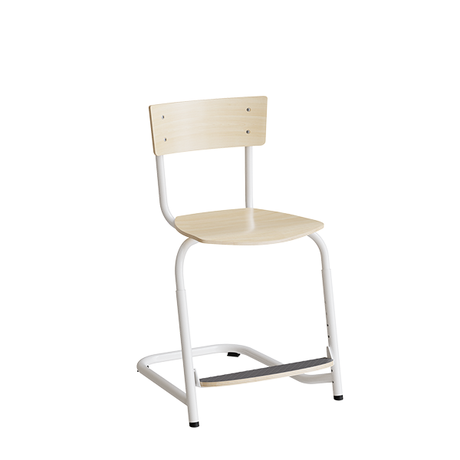 Stol Strong 274 justerbar, Birk laminat, Hvidt stel