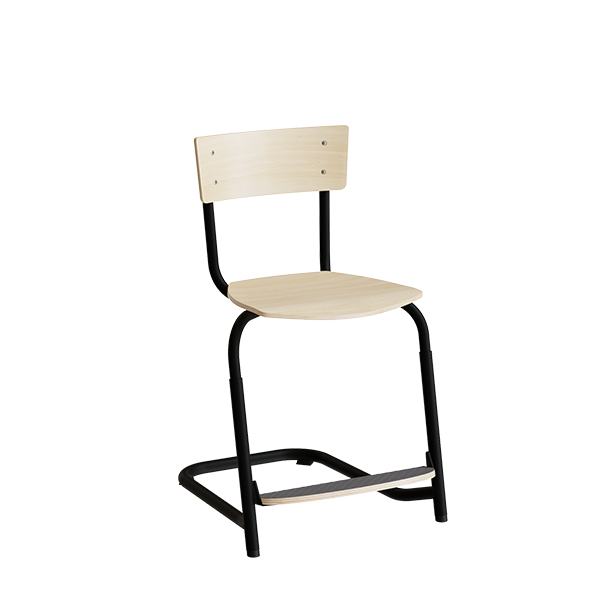 Tranås Skolmöbler Stol Strong 274 justerbar, Birk laminat, Sort stel – Skolestole