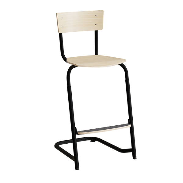Tranås Skolmöbler Stol Strong 276 justerbar, Birk laminat, Sort stel – Skolestole