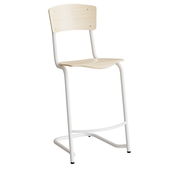 Stol Mia 196 Birk laminat, hvidt stel, siddehøjde 620mm – image 2