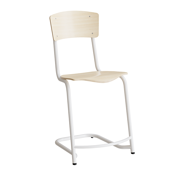 Stol Mia 196 Birk laminat, hvidt stel, siddehøjde 520mm – image 2
