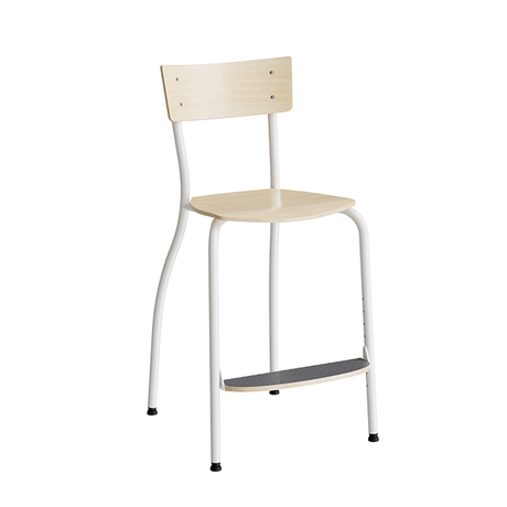 Stol Strong 250, Birk laminat, Hvidt stel