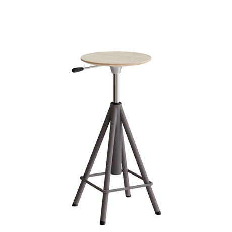 Taburet Atlas 2117, hvidpigmenteret egelaminat, grå stel H: 600-720 mm