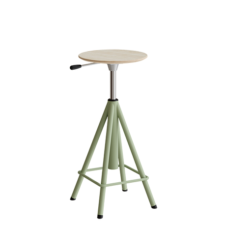 Taburet Atlas 2117, hvidpigmenteret egelaminat, grønt stel H: 600-720 mm