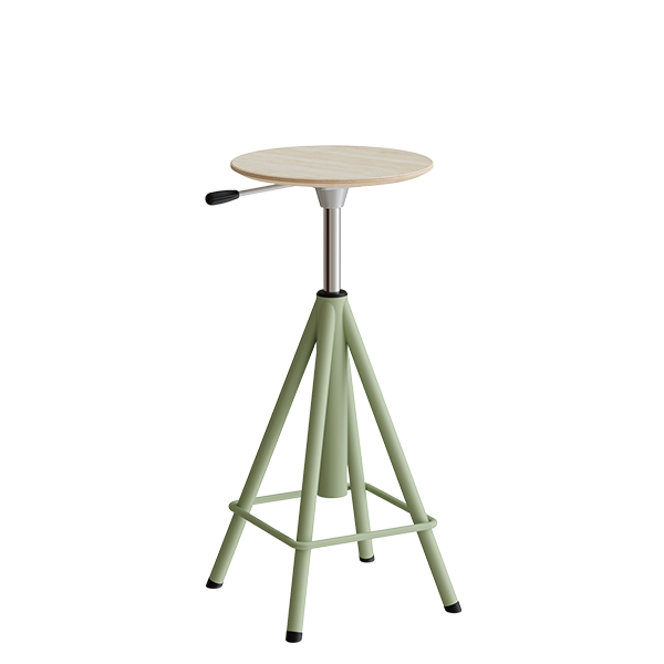 Taburet Atlas 2117, hvidpigmenteret egelaminat, grønt stel H: 600-720 mm – image 1
