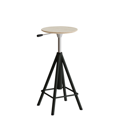 Taburet Atlas 2117, hvidpigmenteret egelaminat, sortoliven stel H: 600-720 mm