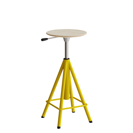 Taburet Atlas 2117, hvidpigmenteret egelaminat, gult stel H: 600-720 mm