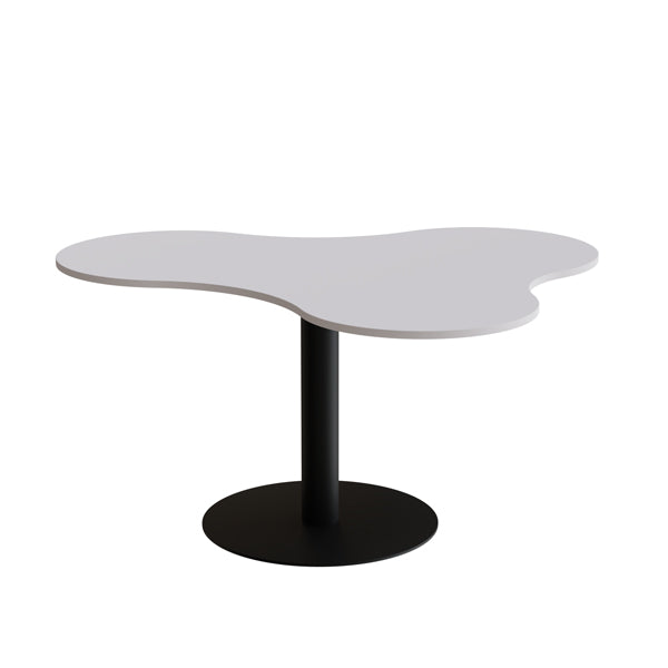 Form o Miljö Bord Amöba 1005, 1200x1500 mm, Højde 720 mm, Grå laminat, Sort stel – Kantineborde