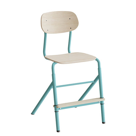 Stol Atlas 2110 justerbar, hvidpigmenteret egelaminat, turkis stel