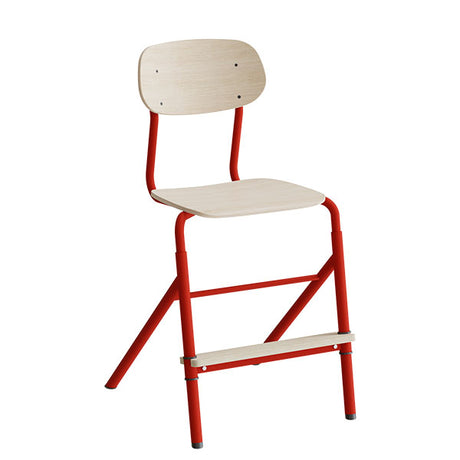 Stol Atlas 2110 justerbar, hvidpigmenteret egelaminat, rødt stel