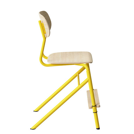 Stol Atlas 2110 justerbar, hvidpigmenteret egelaminat, gult stel – image 2