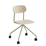 Stol Atlas 2112 på hjul, hvidpigmenteret egelaminat, grønt stel