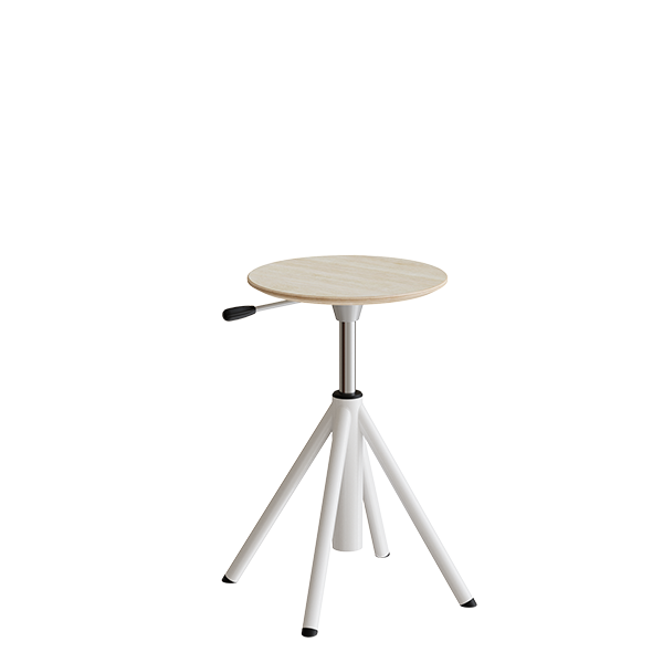 Taburet Atlas 2118, hvidpigmenteret egelaminat, hvidt stel H: 430-550 mm – image 1