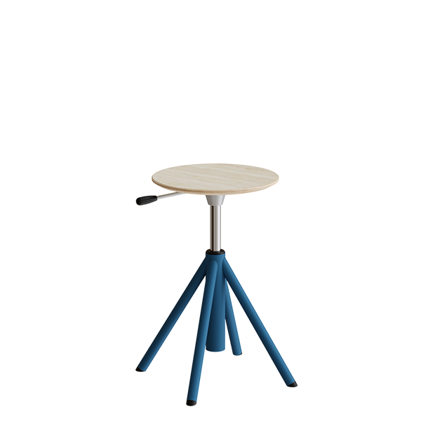 Taburet Atlas 2118, hvidpigmenteret egelaminat, blåt stel H: 430-550 mm – image 1