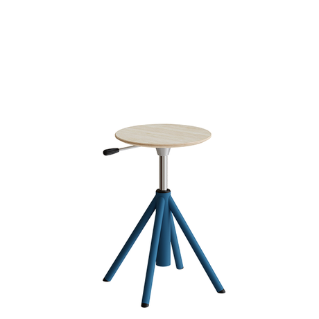 Taburet Atlas 2118, hvidpigmenteret egelaminat, blåt stel H: 430-550 mm