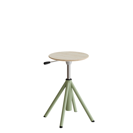 Taburet Atlas 2118, hvidpigmenteret egelaminat, grønt stel H: 430-550 mm