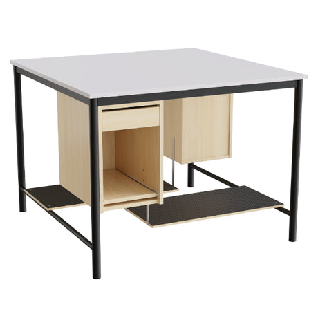 Sybord 134, 1200x1200 mm H900 mm, grå laminat, sort stel