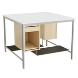 Sybord 134, 1200x1200 mm H900 mm, hvid laminat, alugråt stel