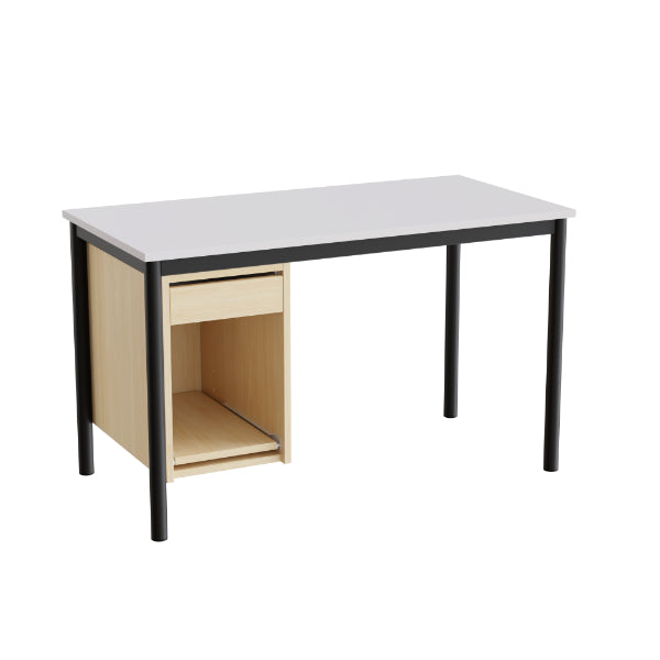 Tranås Skolmöbler Sybord 135, 1200x600 mm H720 mm, grå laminat, sort stel – Andet