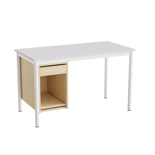 Tranås Skolmöbler Sybord 135, 1200x600 mm H720 mm, grå laminat, hvid stel – Andet