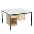 Tranås Skolmöbler Sybord 136, 1200x1200 mm H720 mm, hvid laminat, sort stel – Andet