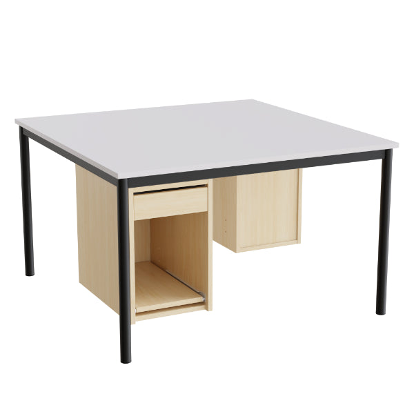 Tranås Skolmöbler Sybord 136, 1200x1200 mm H720 mm, grå laminat, sort stel – Andet