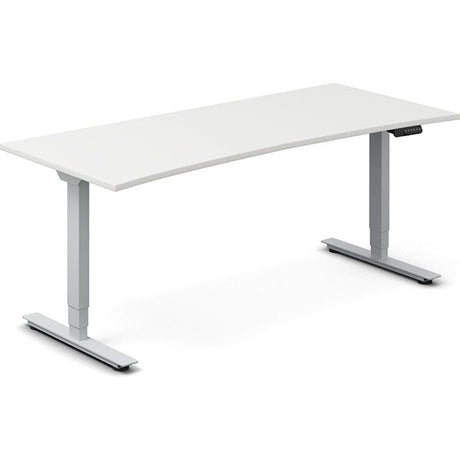 Ergoff Hæve-sænkebord DNA, Hvid 1800x800mm Bue 2-ben/Alugå – Hæve/sænkeborde