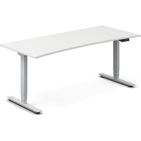 Ergoff Hæve-sænkebord DNA, Hvid 1800x800mm Bue 2-ben/Alugå – Hæve/sænkeborde