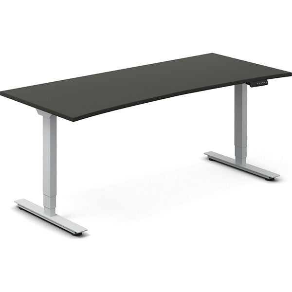 Ergoff Hæve-sænkebord DNA, Antracit 1800x800mm Bue 2-ben/Alugå – Hæve/sænkeborde