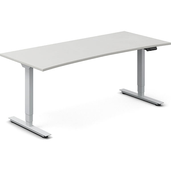 Ergoff Hæve-sænkebord DNA, Lysgrå 1800x800mm Bue 2-ben/Alugå – Hæve/sænkeborde