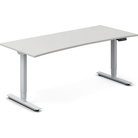Ergoff Hæve-sænkebord DNA, Lysgrå 1800x800mm Bue 2-ben/Alugå – Hæve/sænkeborde
