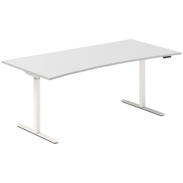 Hæve-sænkebord DNA, Lysgrå 1800x800mm Bue 2-ben/Hvid