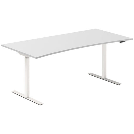 Hæve-sænkebord DNA, Lysgrå 1800x800mm Bue 2-ben/Hvid