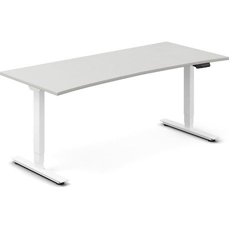 Ergoff Hæve-sænkebord DNA, Lysgrå 1800x800mm Bue 2-ben/Hvid – Hæve/sænkeborde