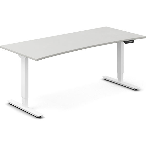 Ergoff Hæve-sænkebord DNA, Lysgrå 1800x800mm Bue 2-ben/Hvid – Hæve/sænkeborde
