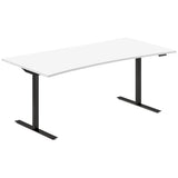 Hæve-sænkebord DNA, Hvid 1800x800mm Bue 2-ben/Sort