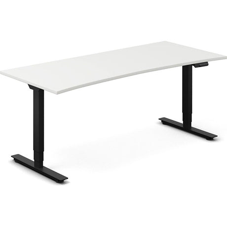 Hæve-sænkebord DNA, Hvid 1800x800mm Bue 2-ben/Sort