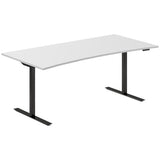 Hæve-sænkebord DNA, Lysgrå 1800x800mm Bue 2-ben/Sort