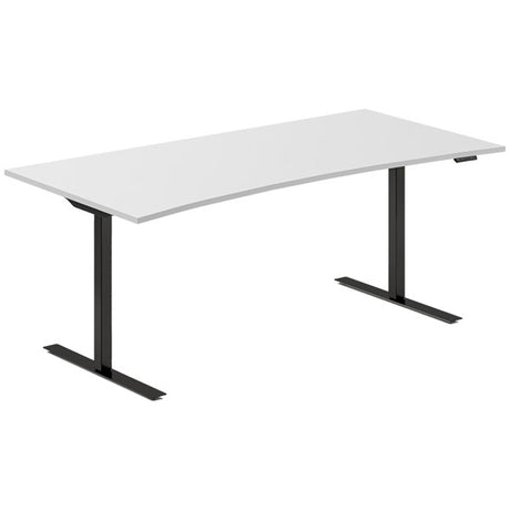 Hæve-sænkebord DNA, Lysgrå 1800x800mm Bue 2-ben/Sort