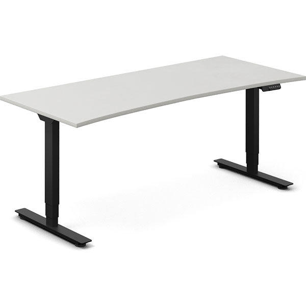 Ergoff Hæve-sænkebord DNA, Lysgrå 1800x800mm Bue 2-ben/Sort – Hæve/sænkeborde