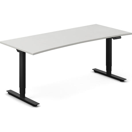 Ergoff Hæve-sænkebord DNA, Lysgrå 1800x800mm Bue 2-ben/Sort – Hæve/sænkeborde