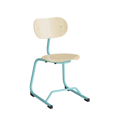 Stol Smile, Birk laminat med turkise ben