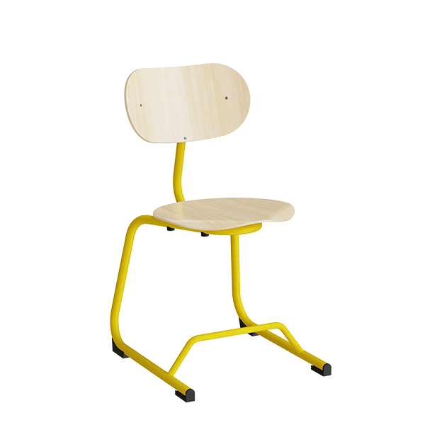 Form o Miljö Stol Smile, Birk laminat med gule ben – Skolestole