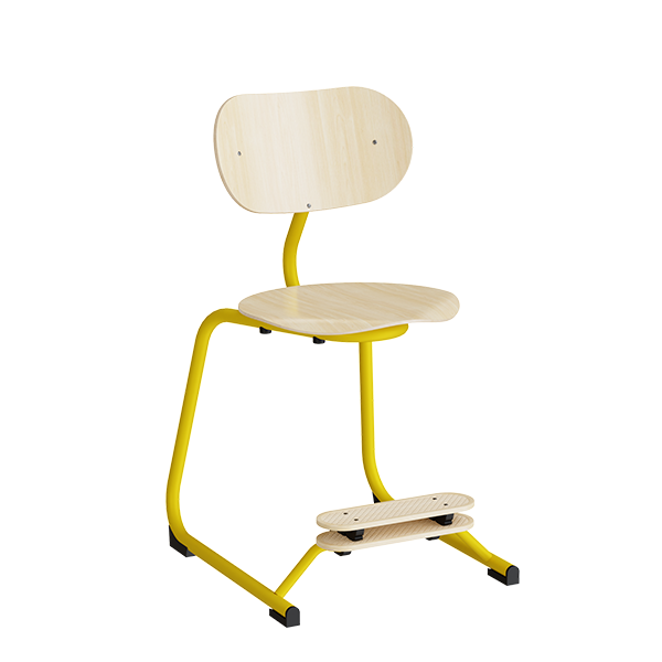 Form o Miljö Stol Smile, Birk laminat med gule ben – Skolestole