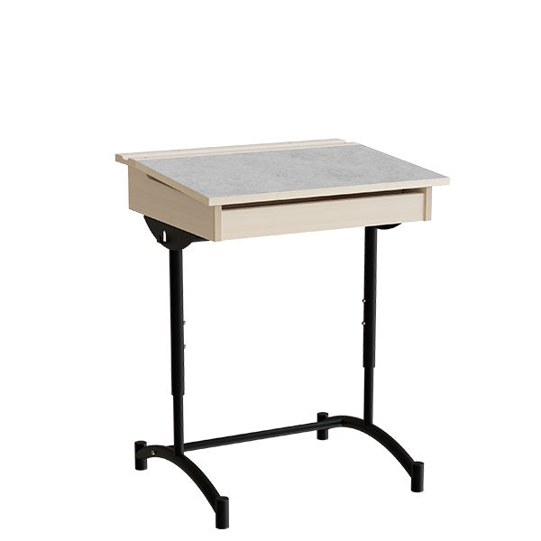 Elevbord, stilbar 128, lyddæmpende birk laminat, alugråt stel – image 1