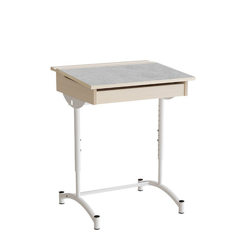 Elevbord, stilbar 128, lyddæmpende birk laminat, alugråt stel – image 1