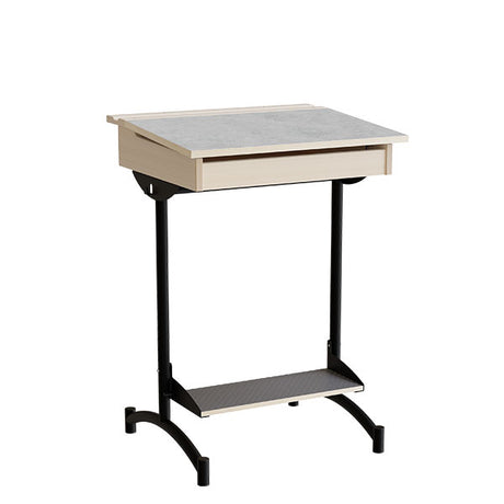 Elevbord 129, lysgrå linoleum, sort stel – image 1